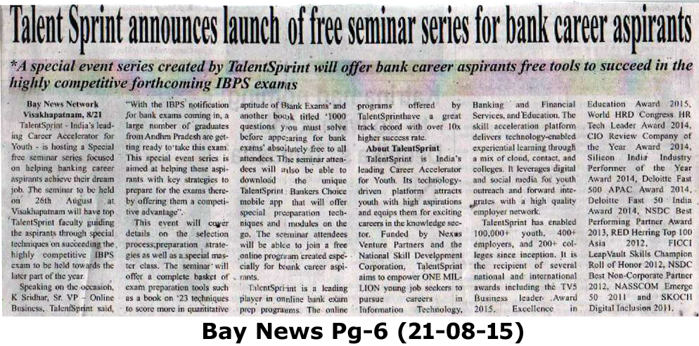 Seminar for Bank Job Aspirants in Visakhapatnam on Aug 26