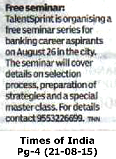Seminar for Bank Job Aspirants in Visakhapatnam on Aug 26