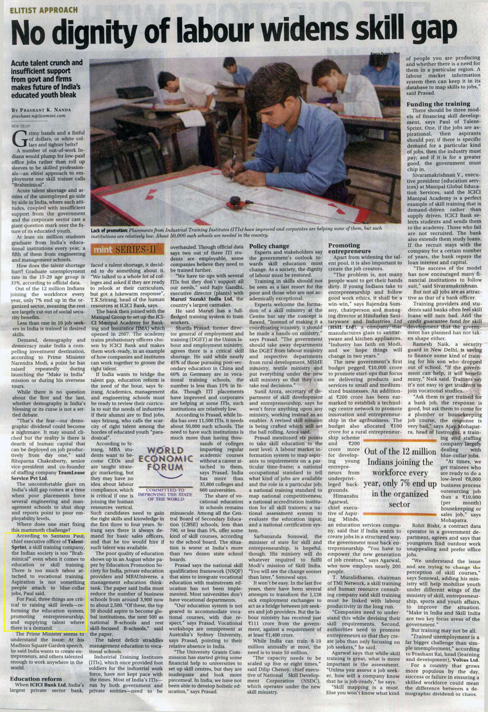 No dignity of labour widens skill gap