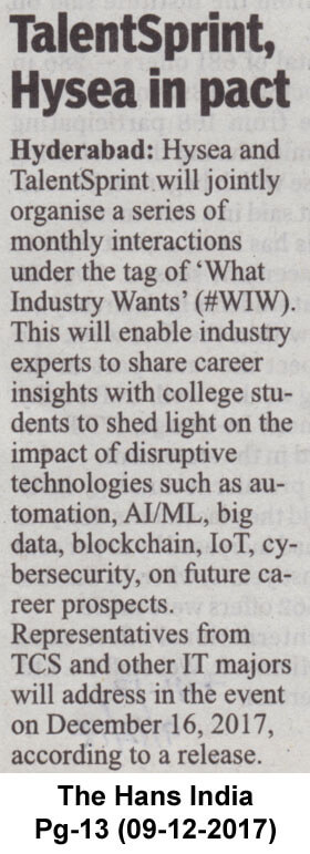 HYSEA and TalentSprint partner