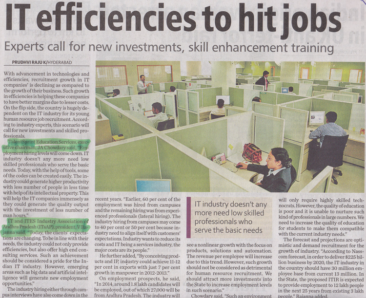 Namaste Telegana Oppunity in IT Baking