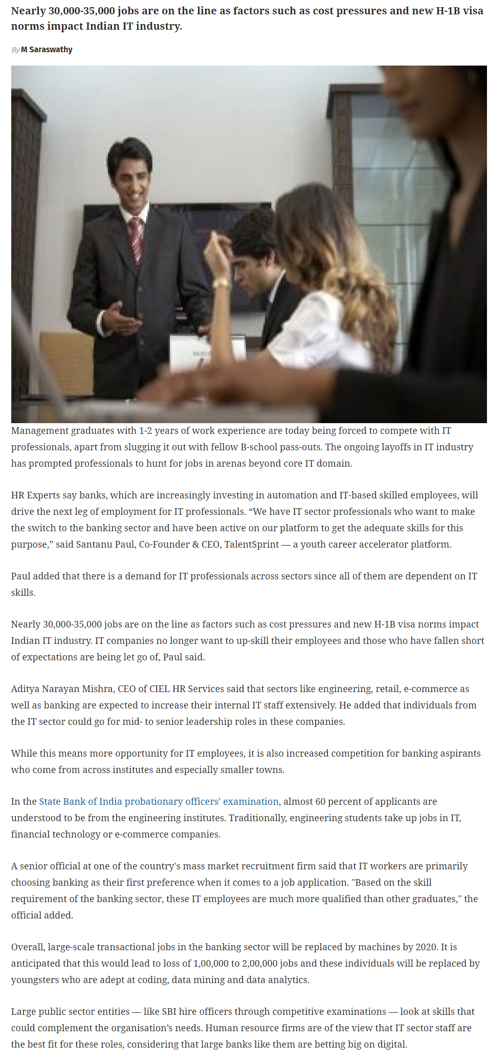 Banks become hunting grounds for IT employees — for jobs, not money